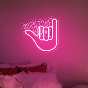Luz neon Born to be rad | Decoração de quarto de menino | Arte de parede para quarto de criança | Quarto de menino boho | Feito à mão | Decoração de berçário