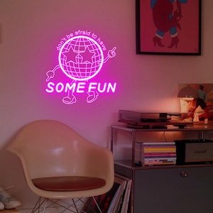 楽しむことを恐れないでネオンサイン、面白いディスコボール LED サイン、部屋の引用ネオンアート、アパートの装飾、バーカートの装飾、寮の部屋の装飾