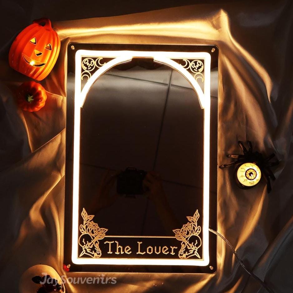 The Fool Tarot Mirror Neon Sign: Witchy Wall Decor