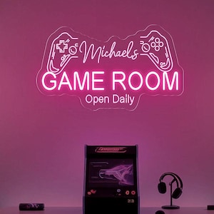Custom Name Game Room Neon Sign, Gamer LED Neon Decor, Man Cave Neon Sign, Gaming Wall Art, Gift For Boyfriend, Fathers Day Gift for Dad