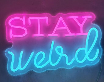 Handmade 'Stay Weird' LED Neon Sign: Bedroom Wall Art Decor