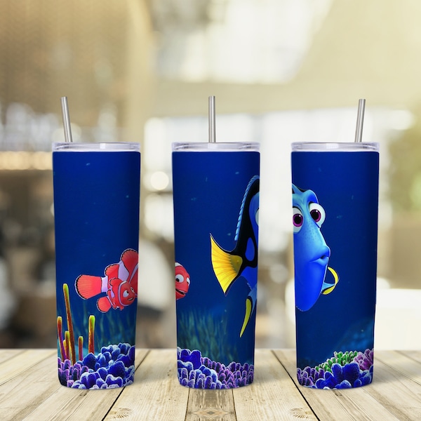 Finding Dory Tumbler PNG, 20 oz Skinny Sublimation Designs, Finding Dory Tumbler Wrap, Sublimation PNG, Digital Download, Dory sublimation