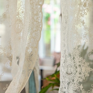 Lace Sheer Curtain, French Country Style One Panel Window Decor Cafe Curtain