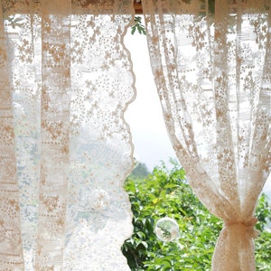 Lace Embroidered Sheer Curtain, French Country Style One Panel Window Decor Curtain
