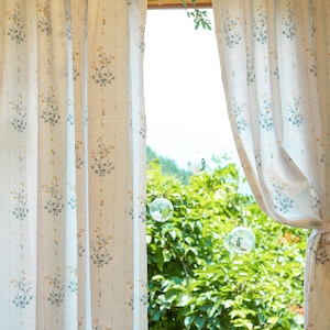 Bloemen bedrukt gordijn, cottage één paneel raamdecoratie gordijn voor café, keuken, slaapkamer