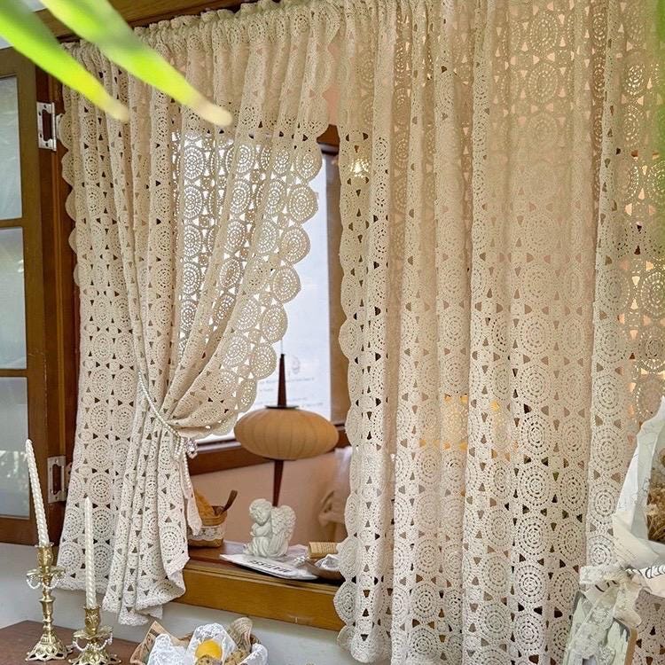 Vintage French Filet Lace Curtains - Etsy