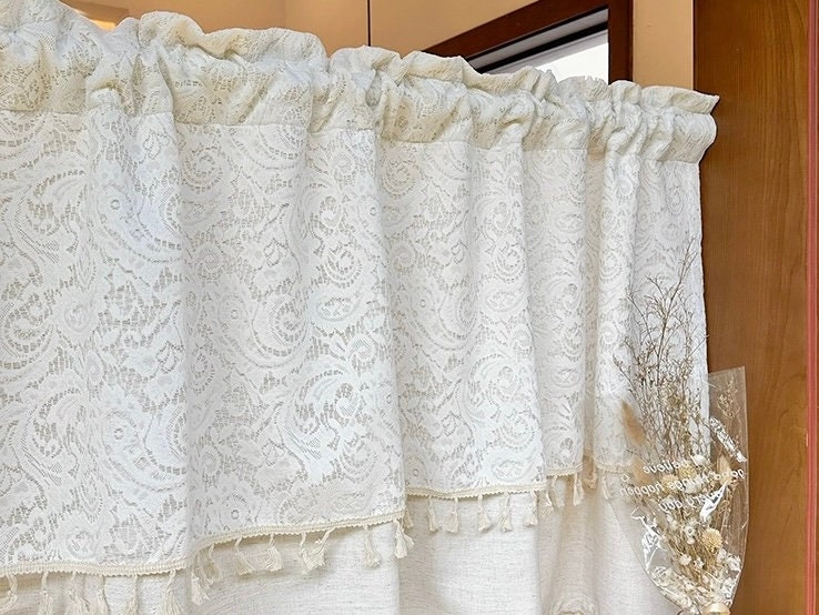 DecoSource Tenda da doccia in pizzo di lino, 183 x 183 cm, tenda da doccia di