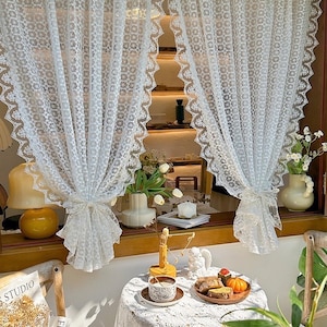 Lace Curtain, French Style One Panel Window Decor Curtain For Cafe, Kitchen, Living Room, Door, Bedroom