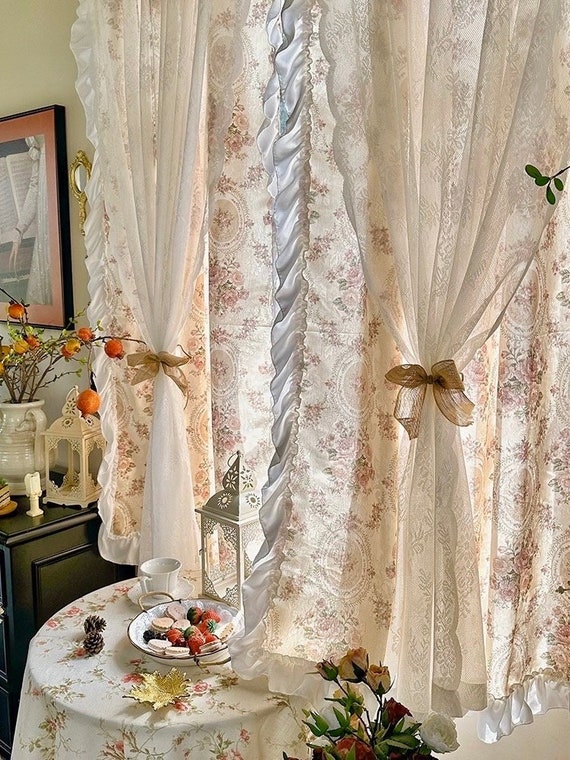 FINECITY White Lace Curtains 72" Long – Sheer Floral Panels For Living Room, French Door, Farmhouse Style - View #10