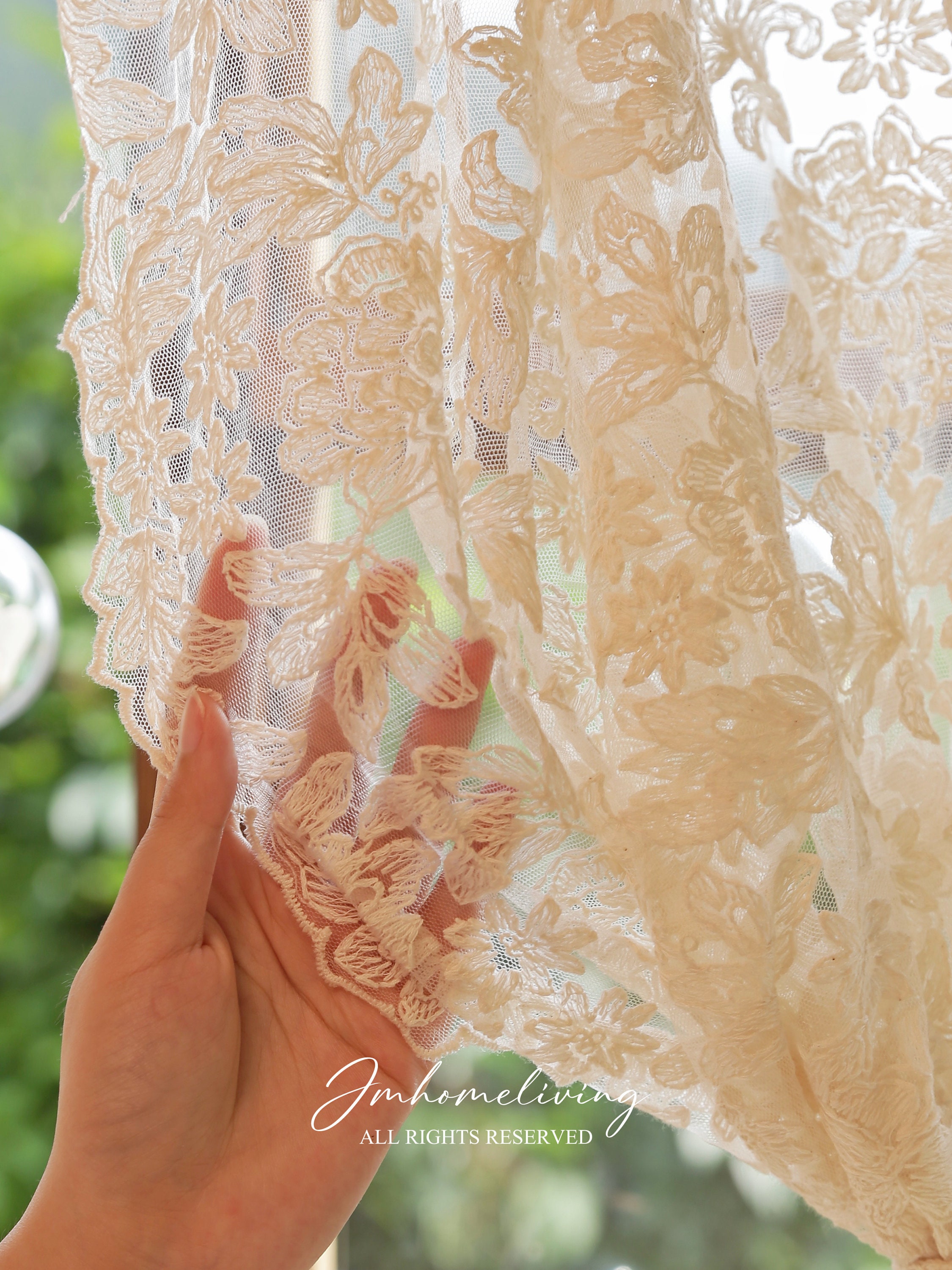 Tüllvorhang Vintage-Gaze 100x100 Cm - Französischer Spitzenvorhang | Elegante Fensterdekoration Weiß