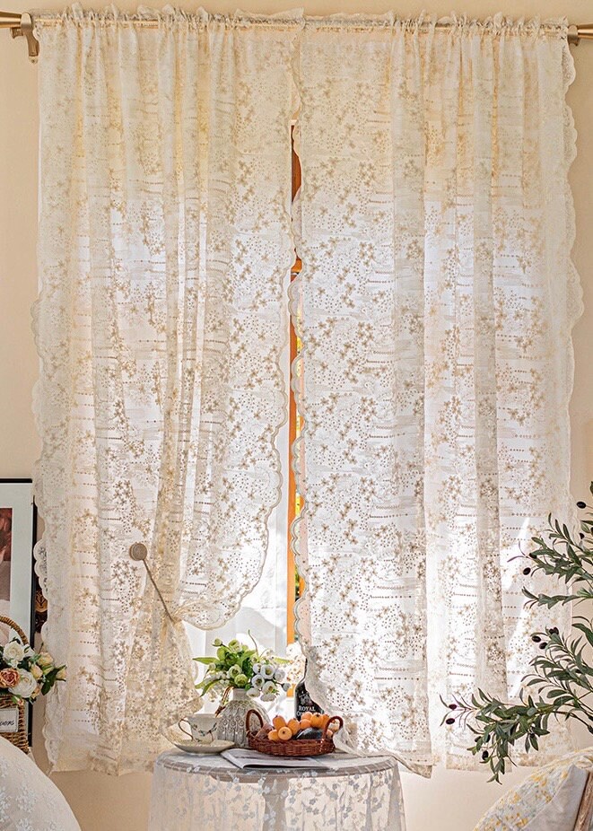 Rideaux Panneau Dentelle 104 Extra Large, Design Paon, Léger - Vendu