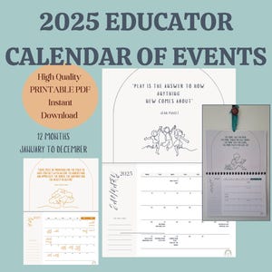2025 Educator Event Calendar/ 2025 Digital Print Calendar/ Teacher Important Dates Calendar / Printable 2025 Calendar / Calendar of Events
