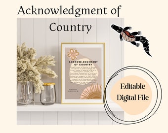 Acknowledgement of Country Early Childhood Education EYLF v2.0 EDITABLE Digital Print Indigenous Australia