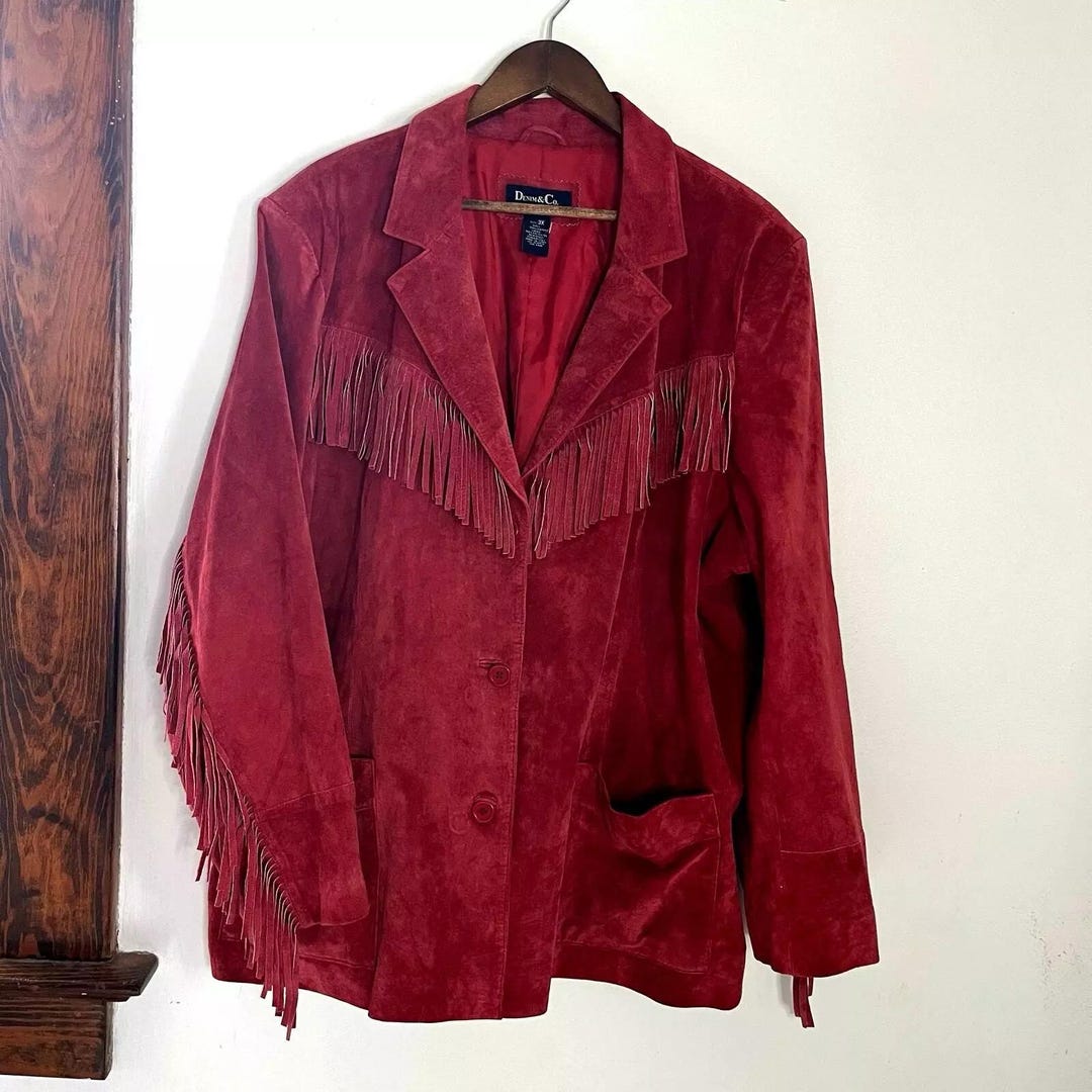 ジャケット・アウター 90s suede fringe collar Vintage 80s American Line Stefano Western Concho Fringe