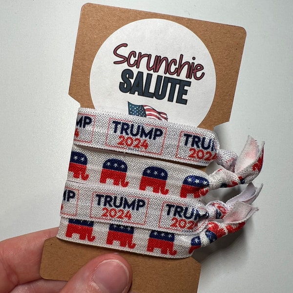 Trump 2024 Hair Tie Pack - Election 2024 - MAGA - Republican - God Bless America - Ponytail Holder - President Trump - Veteran Owned