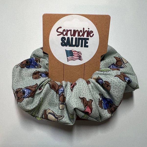 Country Dachshund Hair Scrunchie - Dachshund Gift - Dachshund Fabric - Country Mama - Country Outfit - Cactus Fabric - Dog Lover Gift Ideas