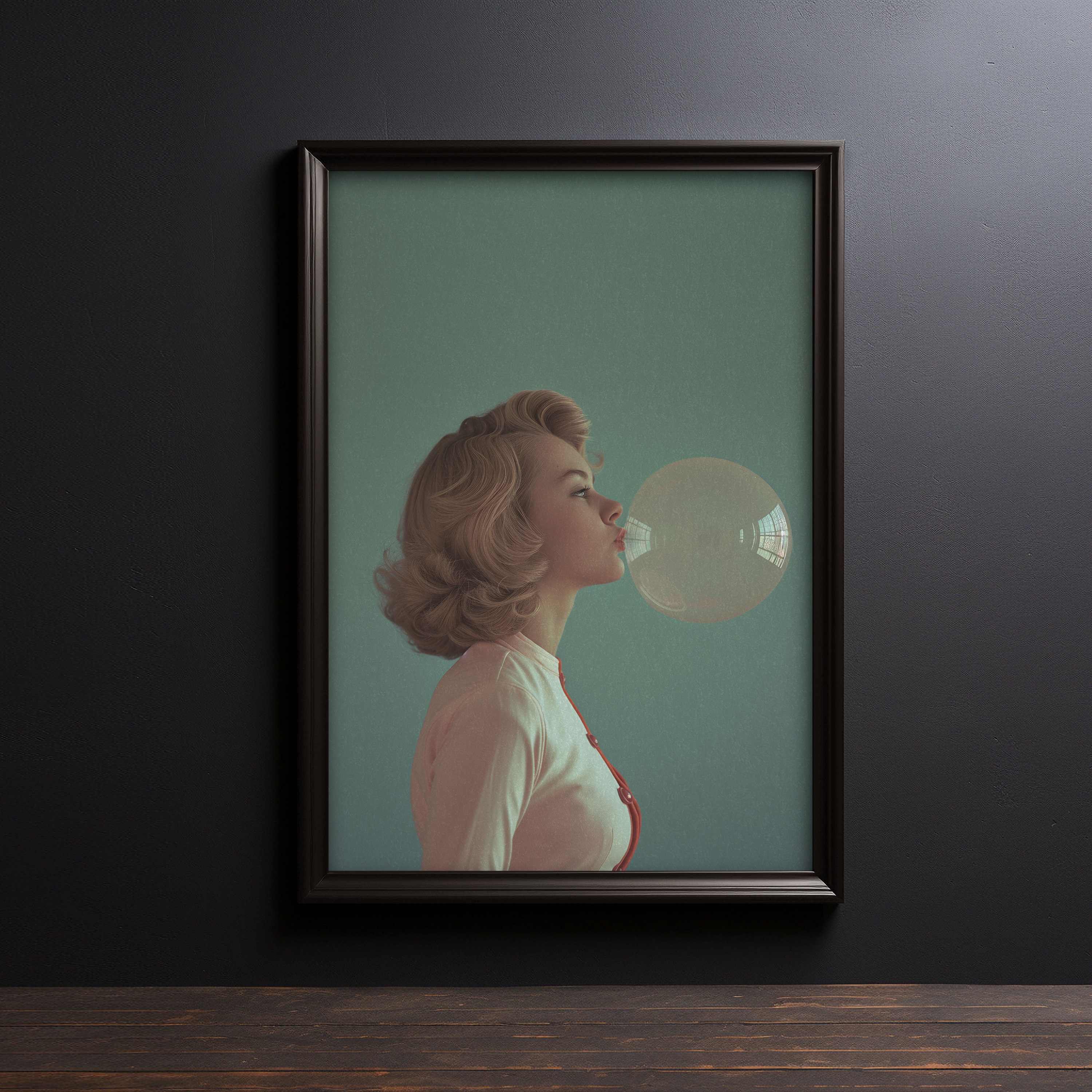 Girl Blowing Bubble Print: Mid-century Modern Atomic Wall Art - Etsy