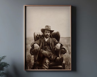 Texas Outlaw Portrait Print: Vintage Western Cowboy Art