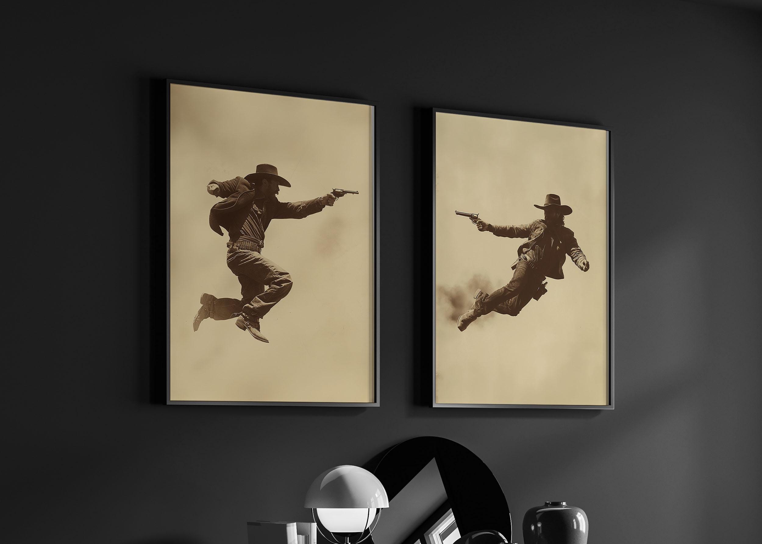 Western Cowboy Shootout Print: Vintage Wild West Art Poster - Etsy