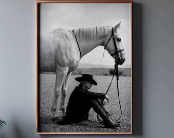 Vintage Cowgirl Print: Western Horse Art, Farmhouse Decor