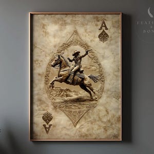 Gold embossed Ace of Spades poster, Ace of spades cowboy western wall art, poker poster, Man cave art print, cowboy art, gift for him