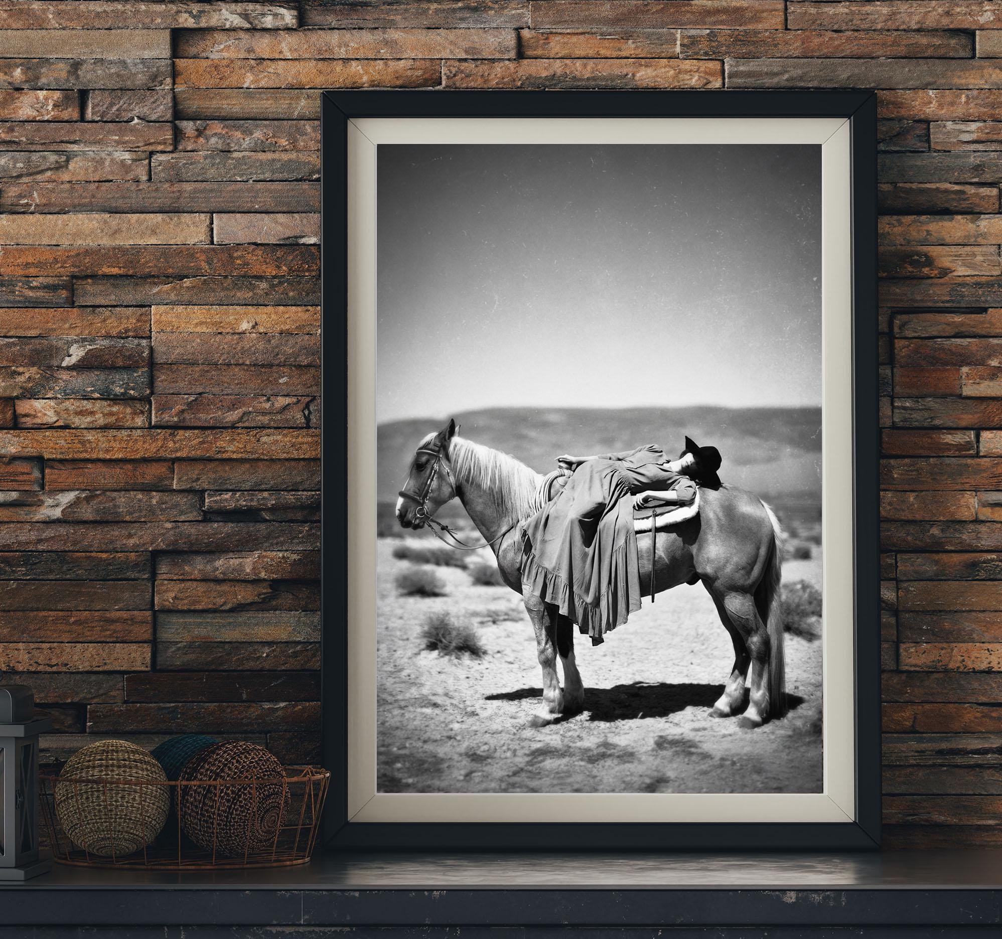 Vintage Cowgirl Horse Print: Western Desert Wall Art - Etsy