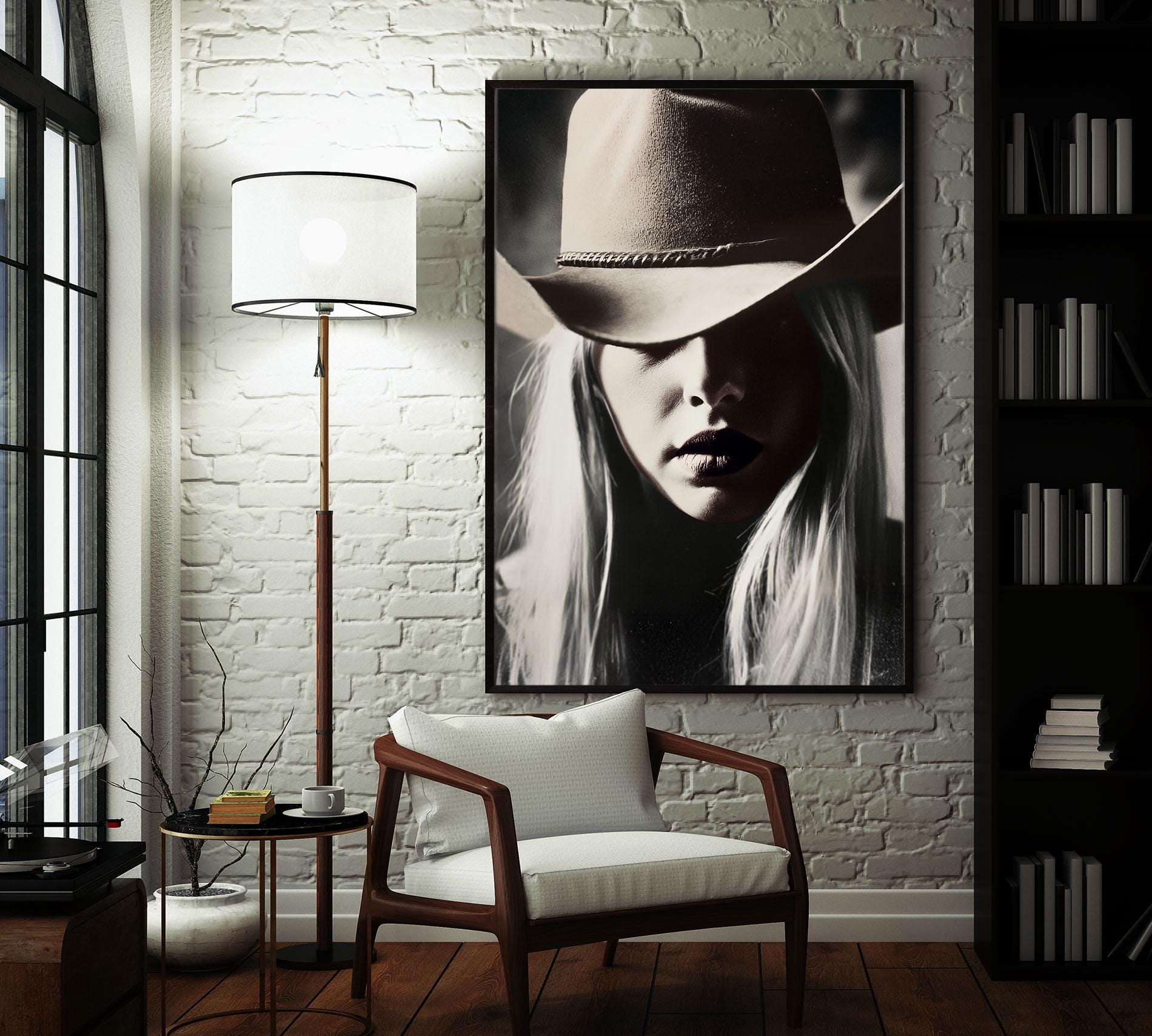 Cowgirl Art Print: Modern Western Decor, Blonde Woman Portrait - Etsy