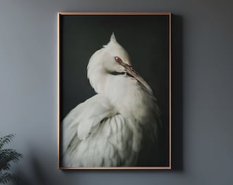 White Heron Giclée Print, Coastal Wall Art