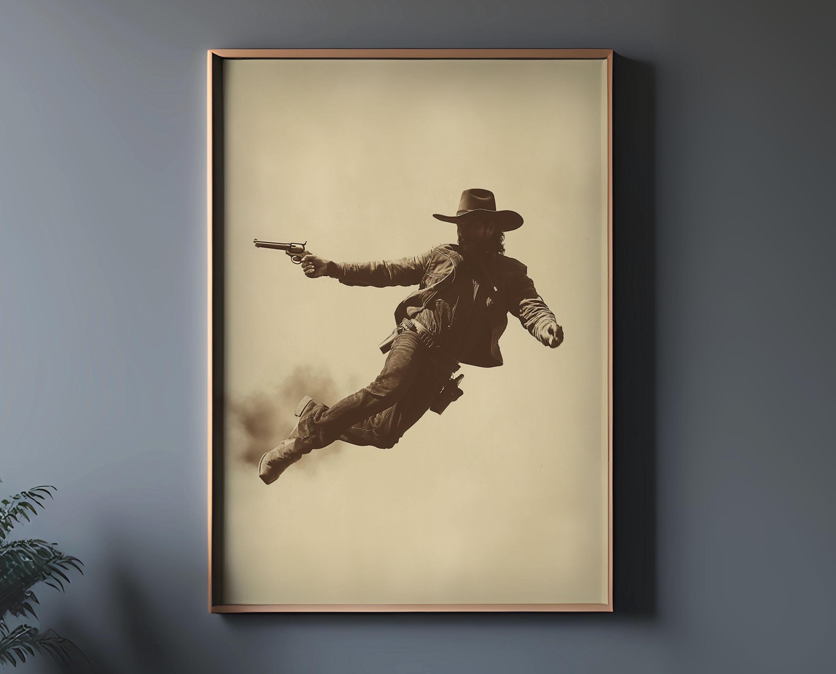 Western Cowboy Shootout Print: Vintage Wild West Art Poster - Etsy