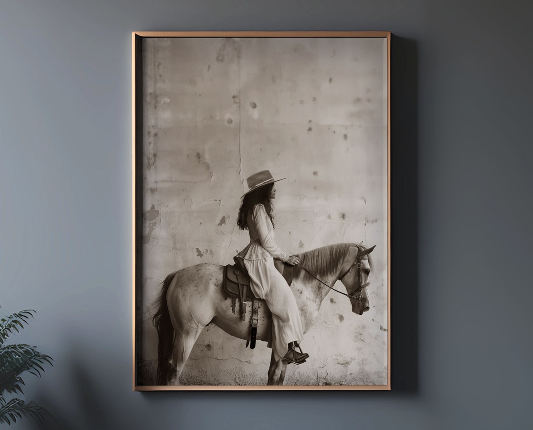 Vintage Cowgirl Horse Print: Farmhouse Equestrian Wall Art - Etsy