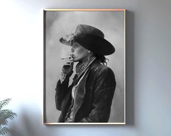 Vintage Cowgirl Portrait: Moody Western Photography Print