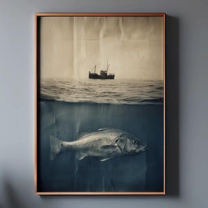 Vintage Fish Wall Art Fishing Cabin Decor, Rustic Lake House Print, Lodge Wall Decor, Fish Prints Wall Art, Restaurant Fish Poster