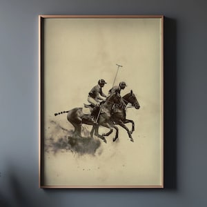 Vintage Polo players in Action, Horse Wall Art, Retro Print, Lifestyle Print, Polo Wall Art, Vintage Polo, Living room, Horsemen