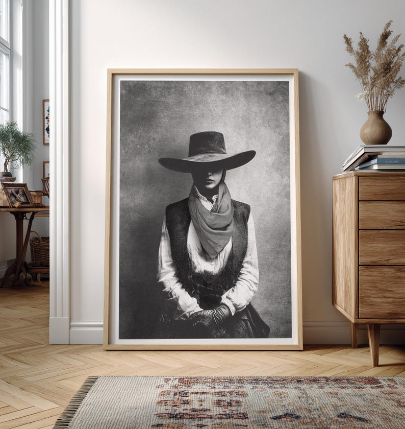 Victorian Cowgirl Print: Moody Western Portrait, Rustic Wall Art - Etsy