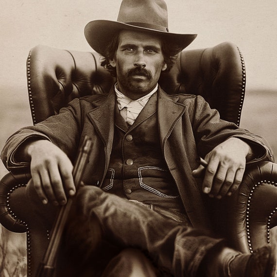 Texas Outlaw Portrait Print: Vintage Western Cowboy Art - Etsy display picture 3