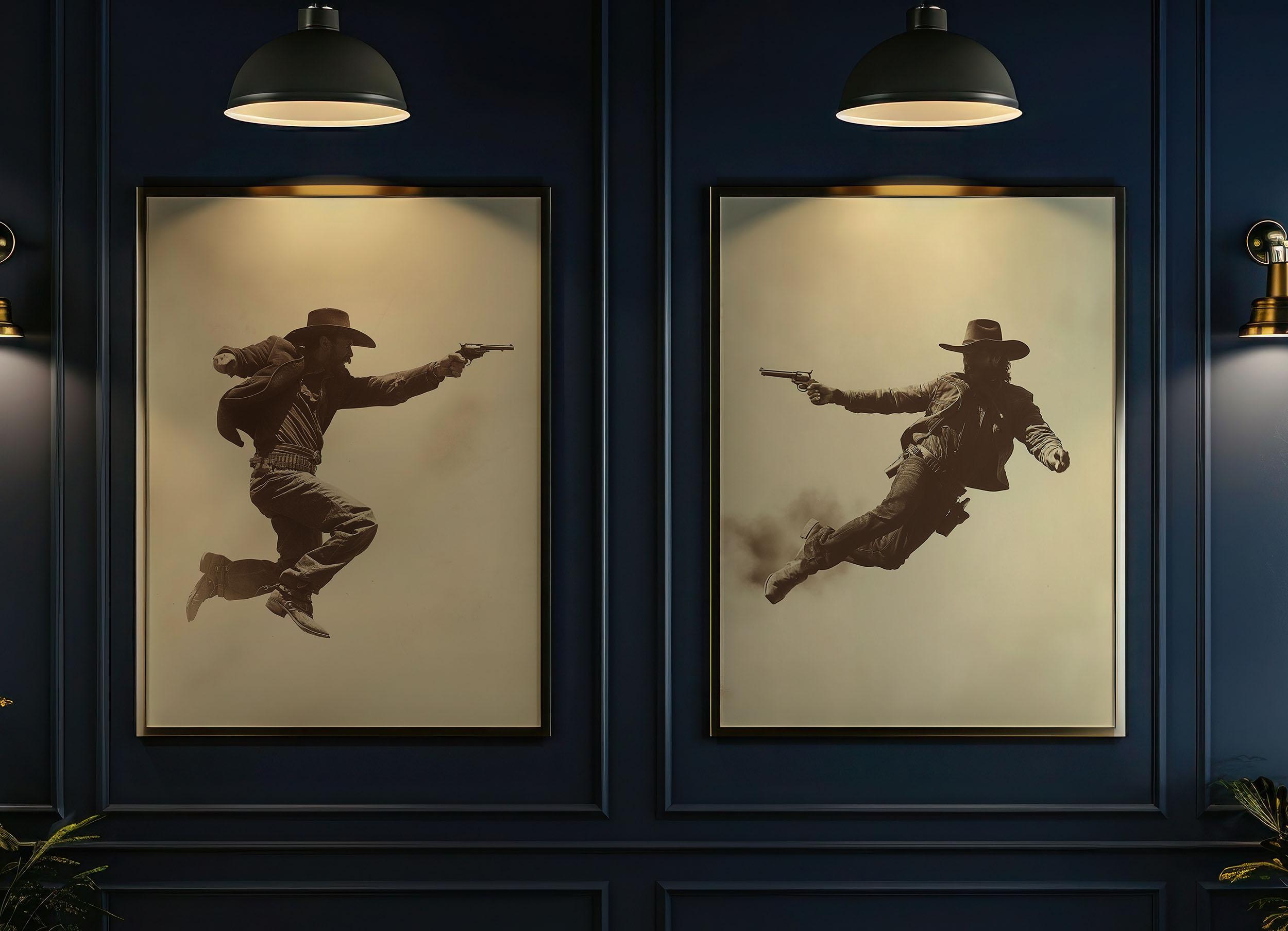 Wild West Cowboy Shootout Art Print: Vintage Western Decor - Etsy