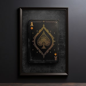 Vintage Ace of Spades print, Playing cards wall art, poker poster, Man cave art print, Basement print, Game room gift, gift for him