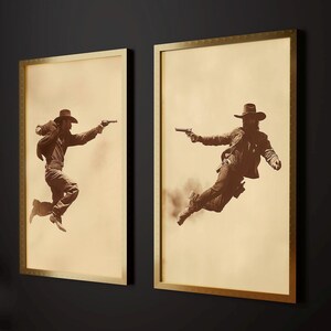 Wild West Cowboy Shootout Art Print: Vintage Western Decor - Etsy
