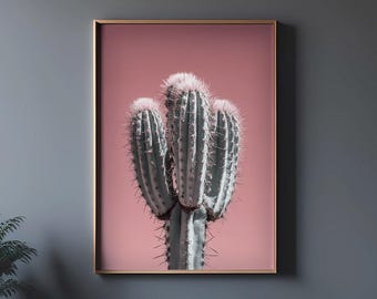 Pink Desert Saguaro Cactus Print: Southwestern Wall Art