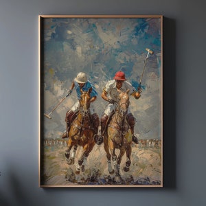 Polo players in Action, Horse Wall Art, Retro Print style, Lifestyle Print, Polo Wall Art, Vintage Polo, Living room, Horsemen