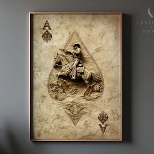 Gold embossed Ace of Spades poster, Ace of spades cowboy western wall art, poker poster, Man cave art print, cowboy art, gift for him