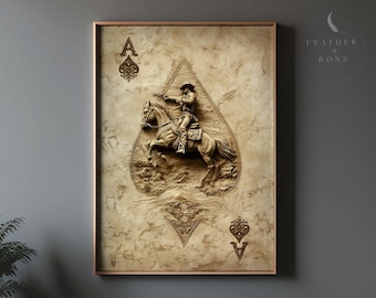 Gold Embossed Ace of Spades Cowboy Art Print: Western Man Cave Decor