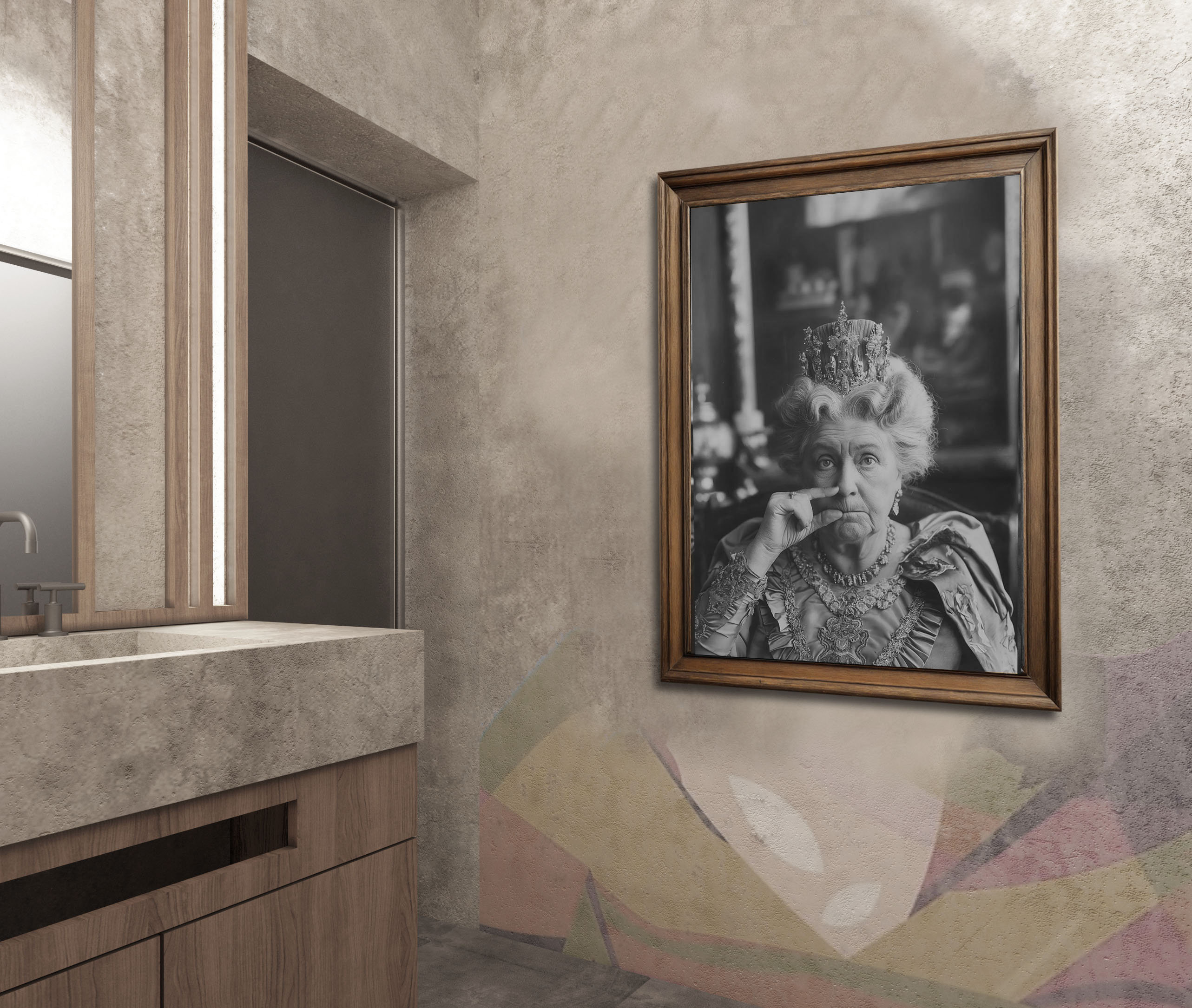 Funny Bathroom Queen Wall Art Decor, Vintage Queen Portrait Gift for ...