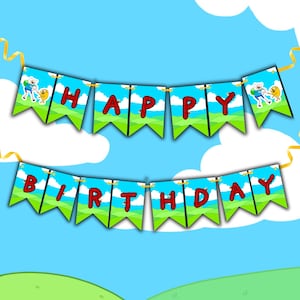 Adventure Time Birthday Party Happy Birthday Banner | Instant Download | Editable Template | Canva Compatible