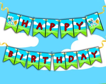 Adventure Time Girlande Geburtstagsparty Girlande Girlande | Sofortdownload | Bearbeitbare Vorlage | Canva Kompatibel