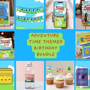 Adventure Time Birthday Party Bundle | Instant Download | Editable Template | Canva Compatible