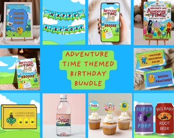 Adventure Time Birthday Party Bundle | Instant Download | Editable Template | Canva Compatible