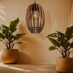 wooden hanging lamp made of beech