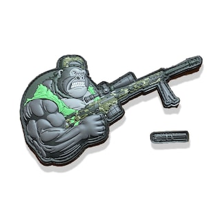 2A Gorilla gewapende dieren 3D PVC moreel patch klittenband