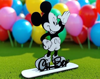 Mickey Mouse White and Black Centerpiece: Custom Wood Birthday Party or Room Decor